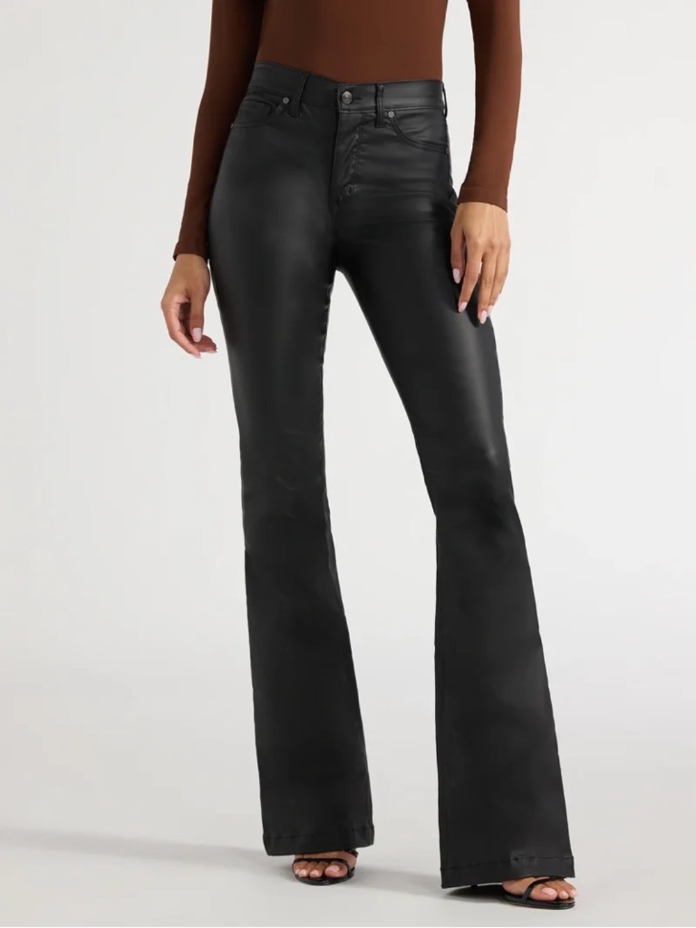 Sofia Vergara Women's Melisa Flare High Rise Faux Leather Pants, Sz 8, NWT